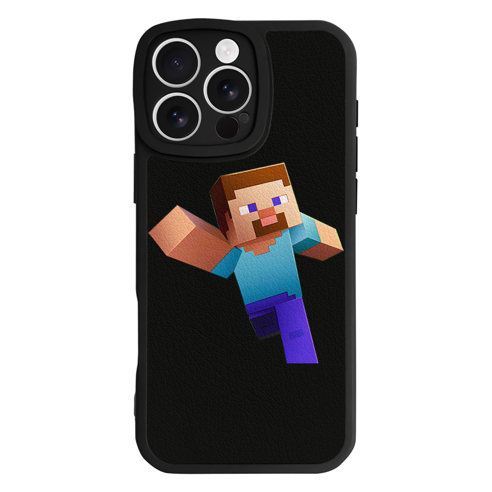 （画像用） マインクラフト ブロックの世界 Minecraft MC Block world 【iPhone 16シリーズ対応】シリコンスマホケース（レザー調） 材質：シリコン